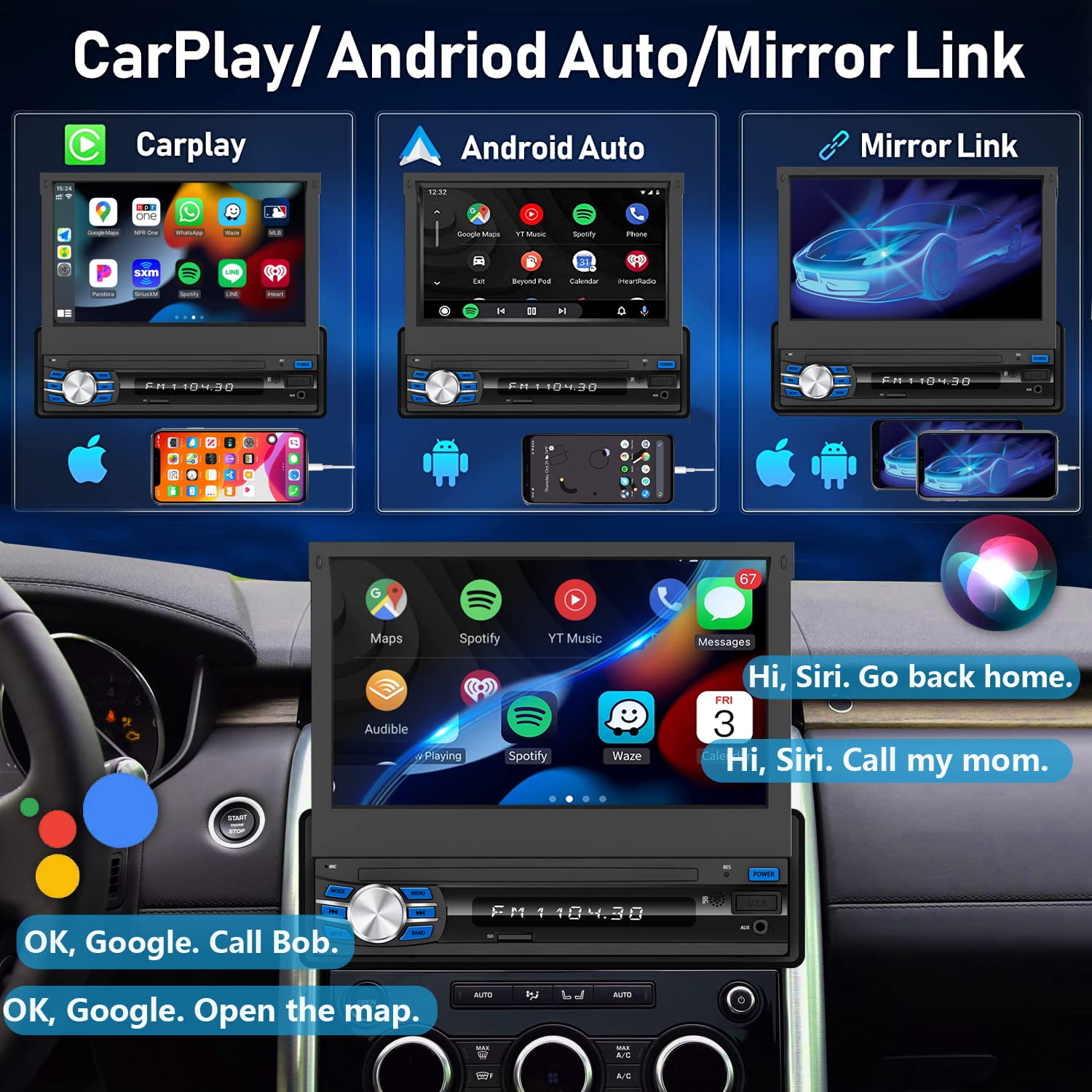 Amazon.com: Naifay Single Din Car Stereo Compatible with Apple